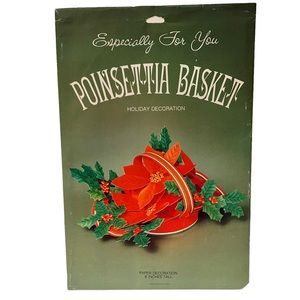 Vintage NEW Especially For You Poinsettia Basket Paper Christmas Decoration